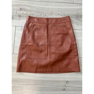 Brown LOFT Faux Leather Mini Skirt Size 2